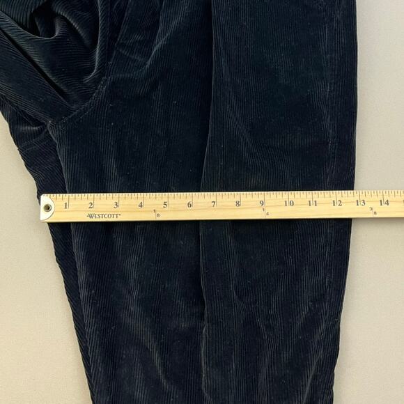R.Swiader Pants Corduroy Mens 34 Black Trousers Pleated Straight Leg Button Fly - Picture 12 of 12